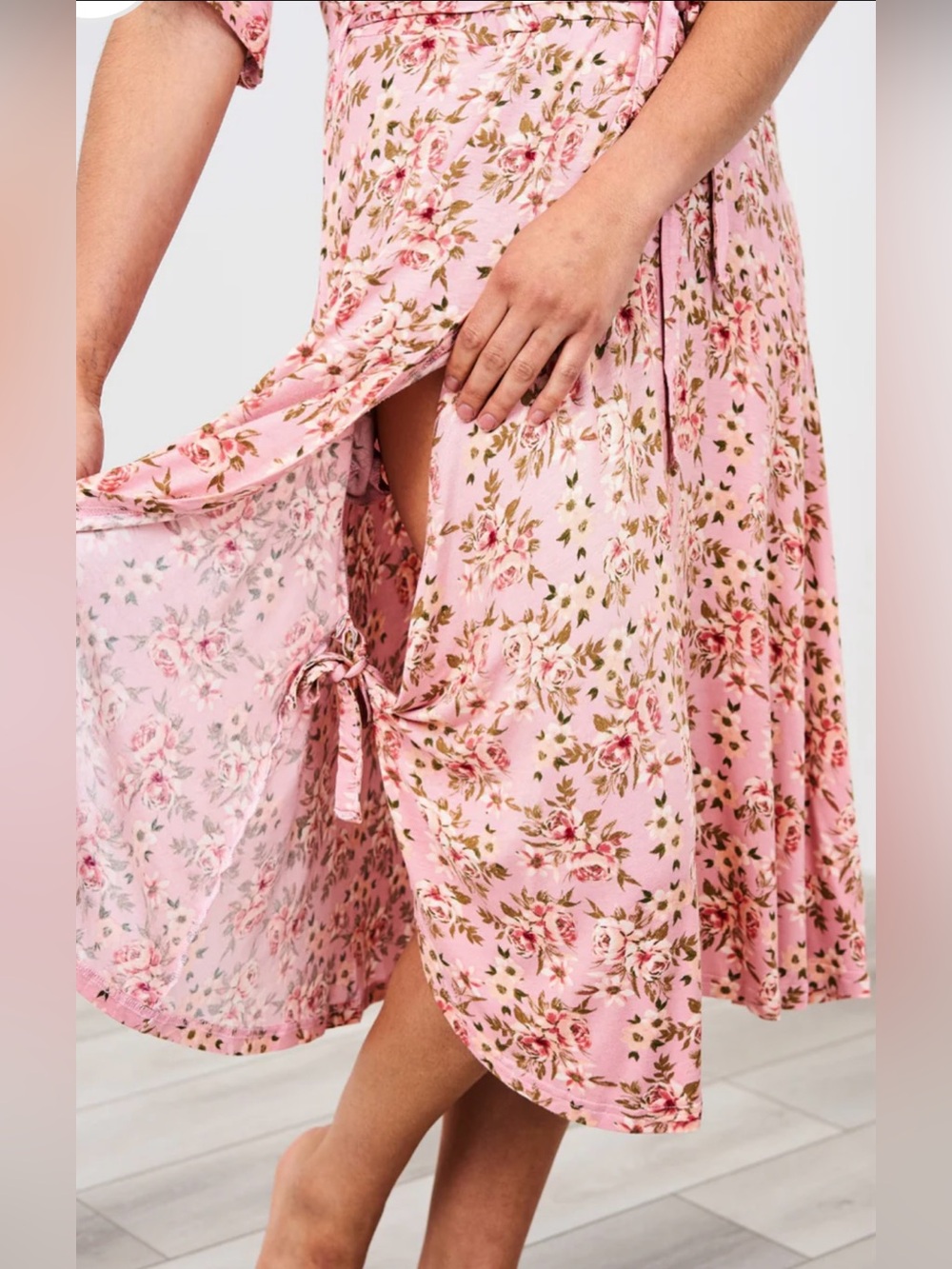NEW Latched Mama Labor & Postpartum Wrap Dress Mossy Meadows Wrap Midi Dress - Picture 5 of 10